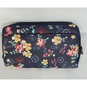 Safe Keeper RFID Wallet Navy Blue Floral Indentity Theft Security New with tags